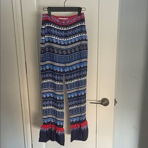 MARY KATRANTZOU Multicolor Patterned Silk Flare Pants